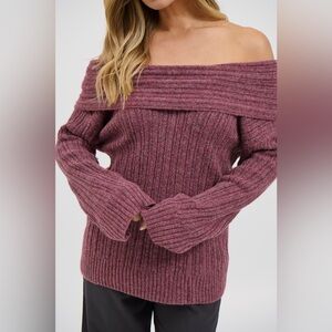 Bronze Snake Kaani Knit Off-Shoulder Sweater In Wine Women’s Sweater Size Small